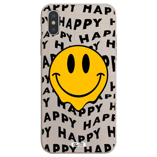 Happy Emoji Apple iPhone XS Silicone Stone Case