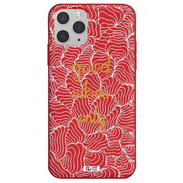 a white background with gold text Apple iPhone 11 pro Silicone Imperial Red Case