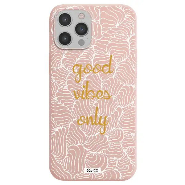 a white background with gold text Apple iPhone 12 pro Silicone pastel pink Case