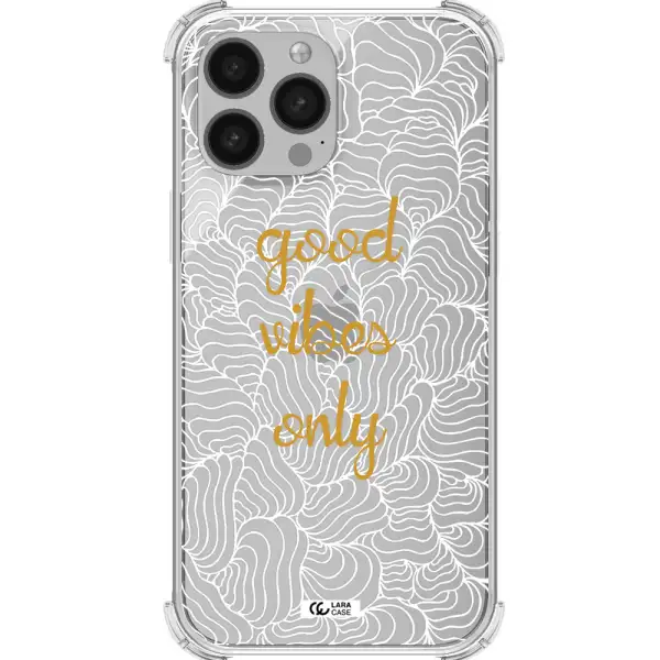 a white background with gold text Apple iPhone 13 Pro Clear PC Case