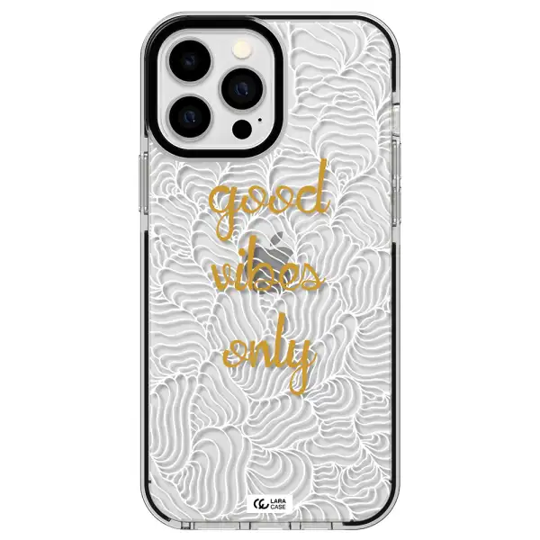 a white background with gold text Apple iPhone 13 Pro Max impact black border Case