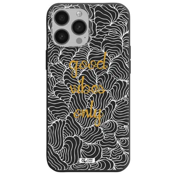 a white background with gold text Apple iPhone 13 Pro Max Silicone black Case