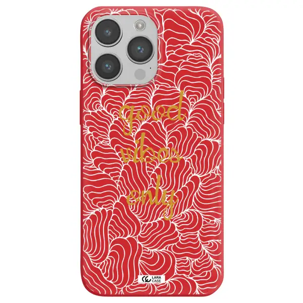 a white background with gold text Apple iPhone 14 pro max Silicone Imperial Red Case