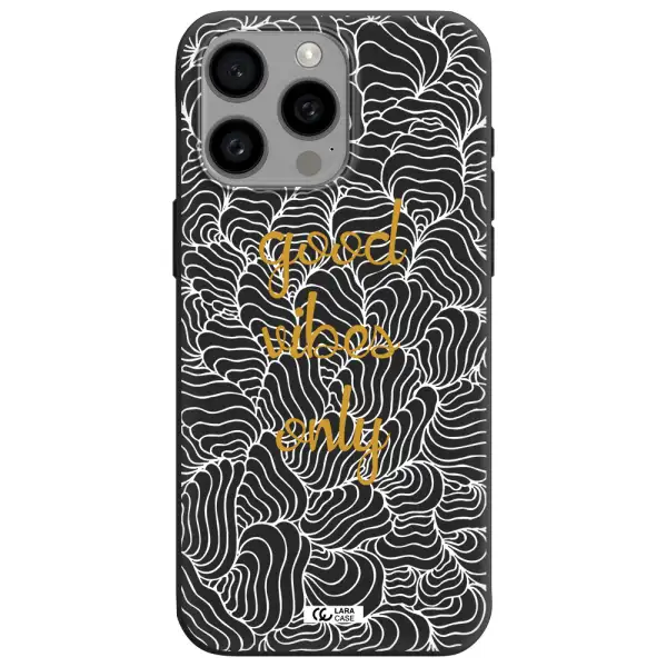 a white background with gold text Apple Iphone 15 Pro max Silicone black Case