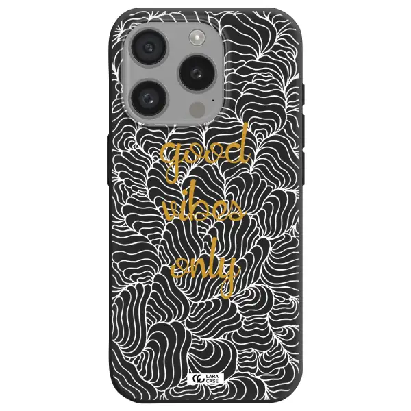 A White Background With Gold Text Apple Iphone 15 Pro Silicone Black Case