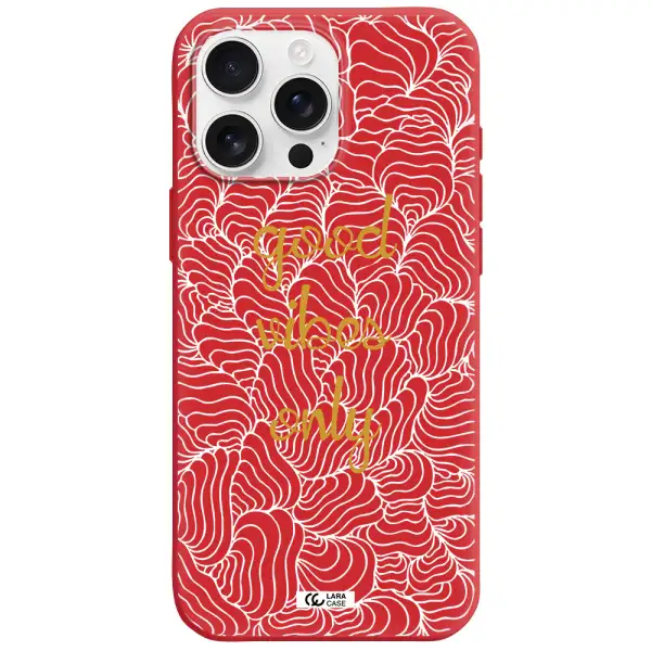 A White Background With Gold Text Apple Iphone 16 Pro Max Silicone Imperial Red Case