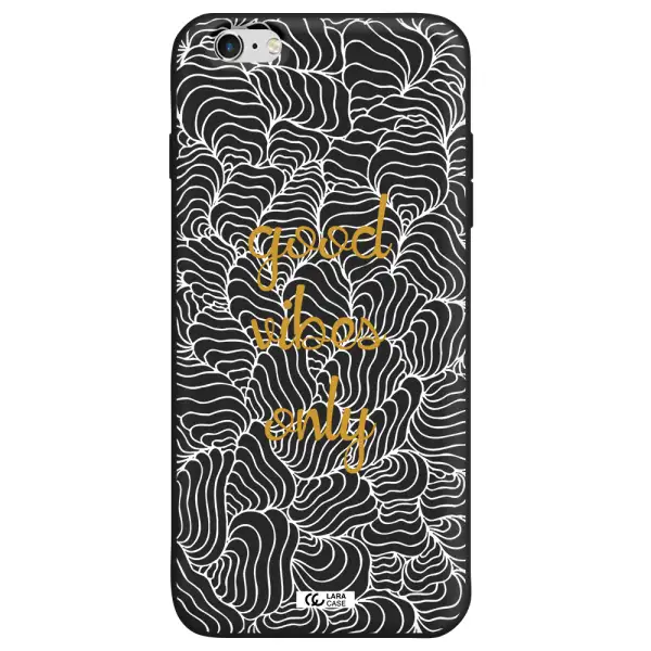 a white background with gold text Apple iPhone 6 plus Silicone black Case