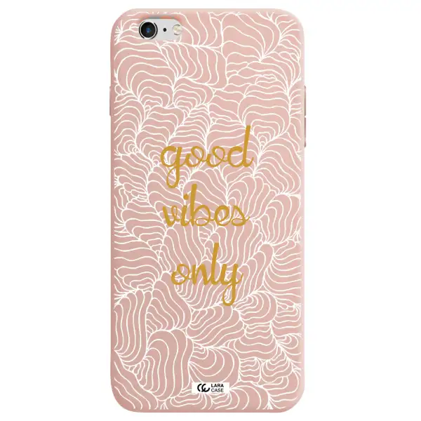 a white background with gold text Apple iPhone 6 plus Silicone pastel pink Case