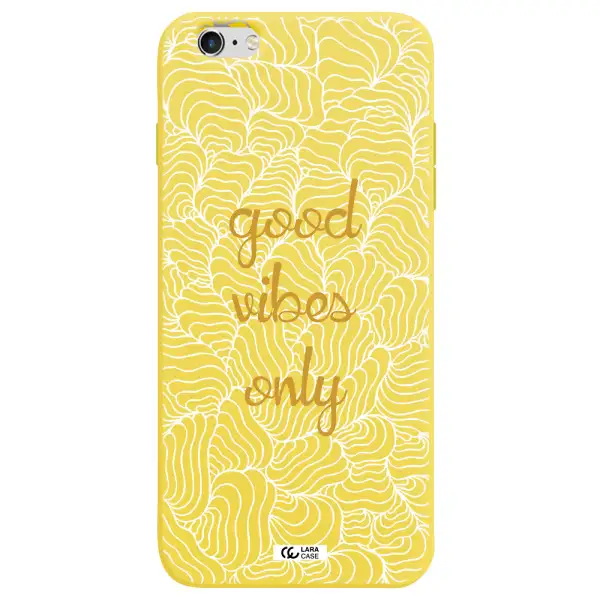 a white background with gold text Apple iPhone 6 s plus Silicone canary yellow Case