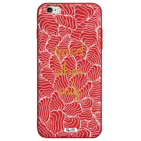 a white background with gold text Apple iPhone 6 s plus Silicone Imperial Red Case