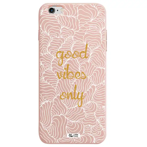 a white background with gold text Apple iPhone 6 s plus Silicone pastel pink Case