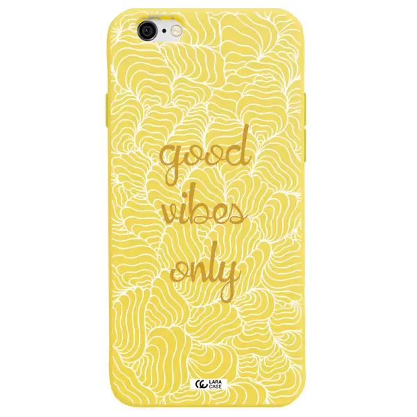 a white background with gold text Apple iPhone 6 Silicone canary yellow Case
