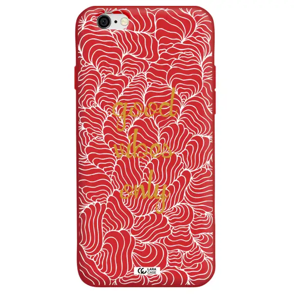 a white background with gold text Apple iPhone 6 Silicone Imperial Red Case