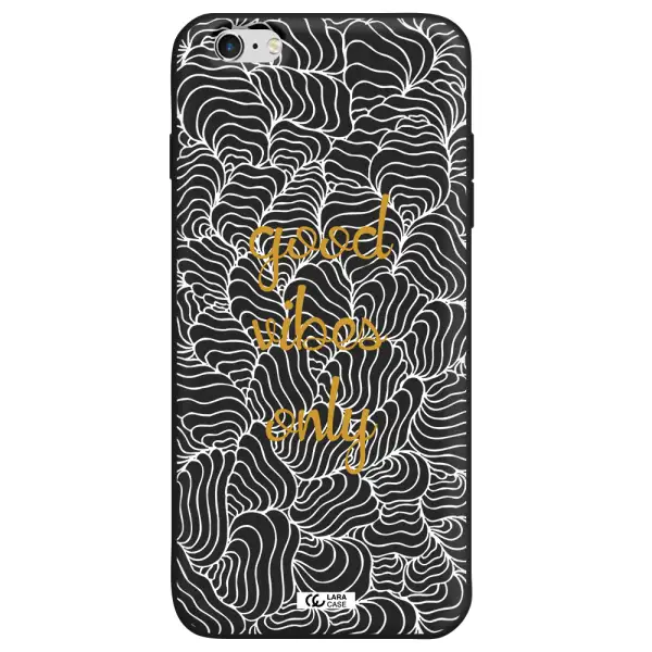 a white background with gold text Apple iPhone 6S Silicone black Case