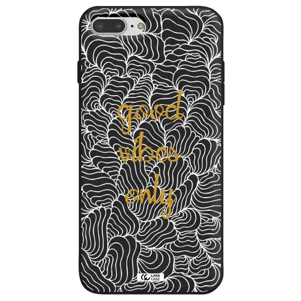 a white background with gold text Apple iPhone 7 plus Silicone black Case