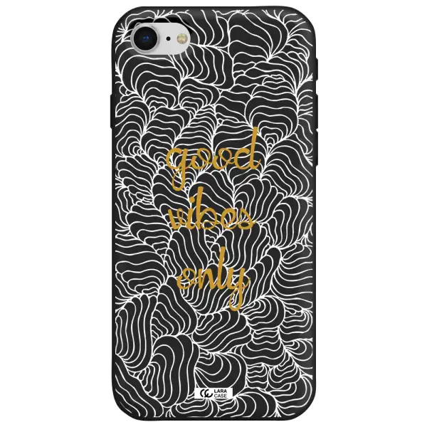 a white background with gold text Apple iPhone se 2020 Silicone black Case