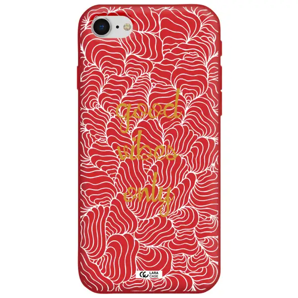 a white background with gold text Apple iPhone se 2020 Silicone Imperial Red Case