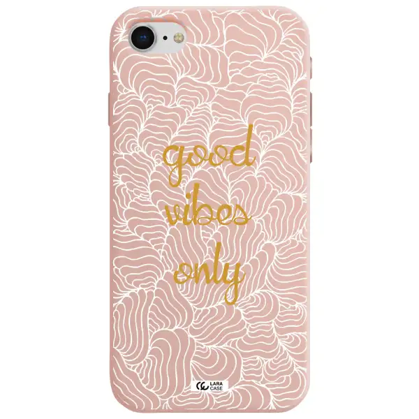 a white background with gold text Apple iPhone se 2020 Silicone pastel pink Case