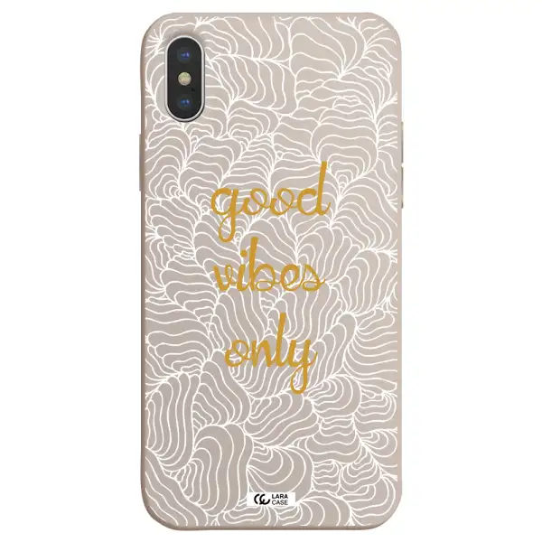 a white background with gold text Apple iPhone X Silicone Stone Case