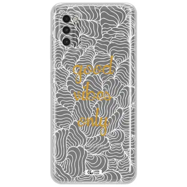 A White Background With Gold Text Samsung A41 Clear Tpu Case