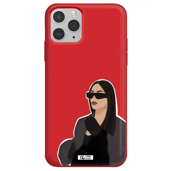 Minimalist Portrait Apple iPhone 11 pro max Silicone Imperial Red Case