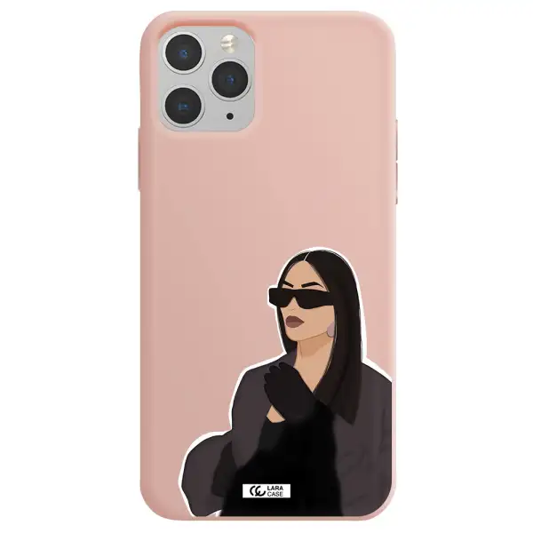 Minimalist Portrait Apple iPhone 11 pro max Silicone pastel pink Case