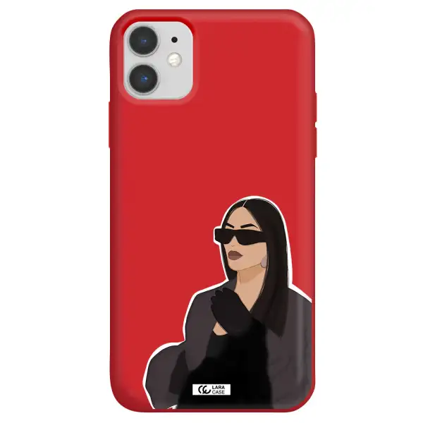 Minimalist Portrait Apple iPhone 11 Silicone Imperial Red Case