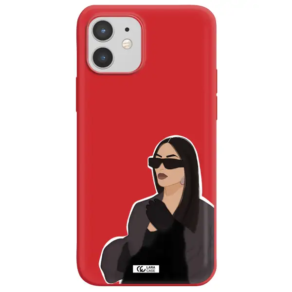 Minimalist Portrait Apple iPhone 12 mini Silicone Imperial Red Case