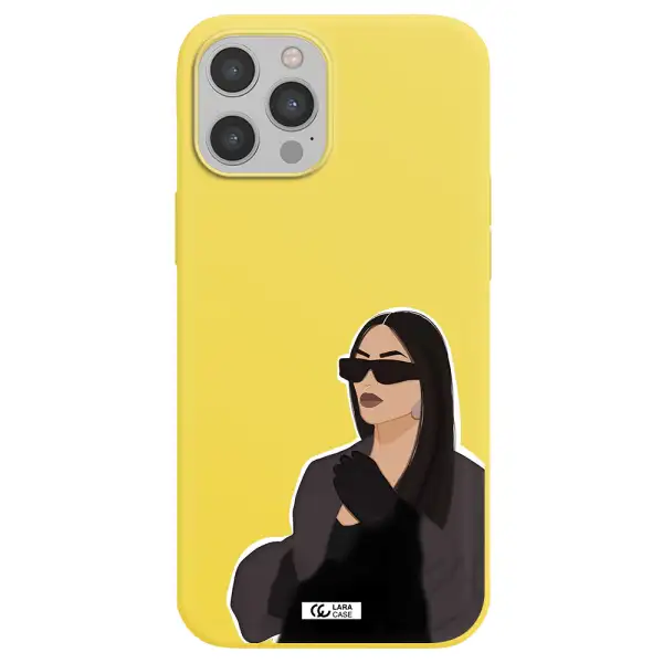 Minimalist Portrait Apple iPhone 12 pro max Silicone canary yellow Case