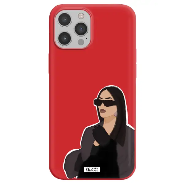 Minimalist Portrait Apple iPhone 12 pro max Silicone Imperial Red Case