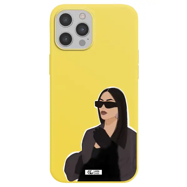 Minimalist Portrait Apple iPhone 12 pro Silicone canary yellow Case