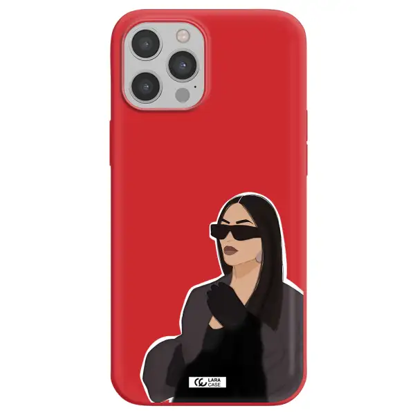 Minimalist Portrait Apple iPhone 12 pro Silicone Imperial Red Case