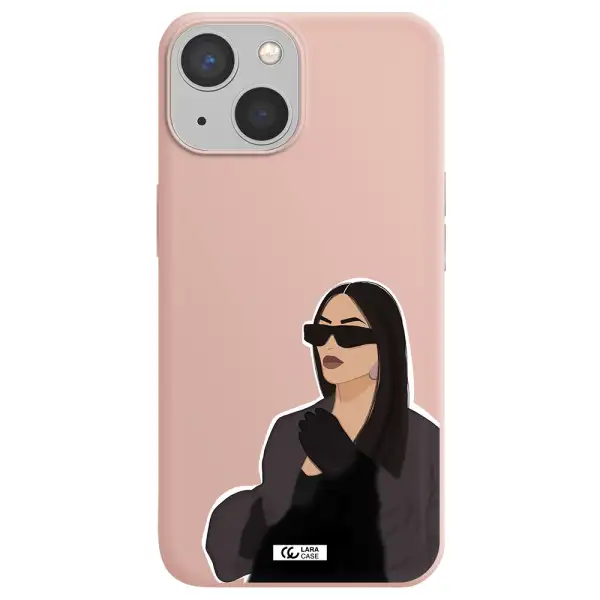 Minimalist Portrait Apple iPhone 13 mini Silicone pastel pink Case