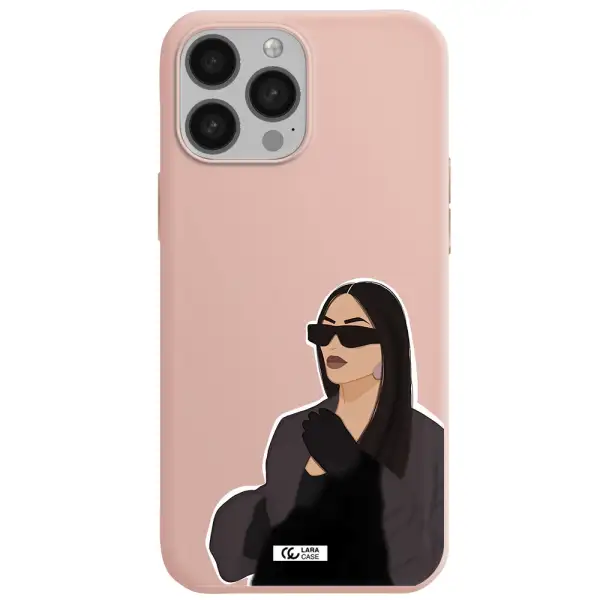 Minimalist Portrait Apple iPhone 13 Pro Max Silicone pastel pink Case