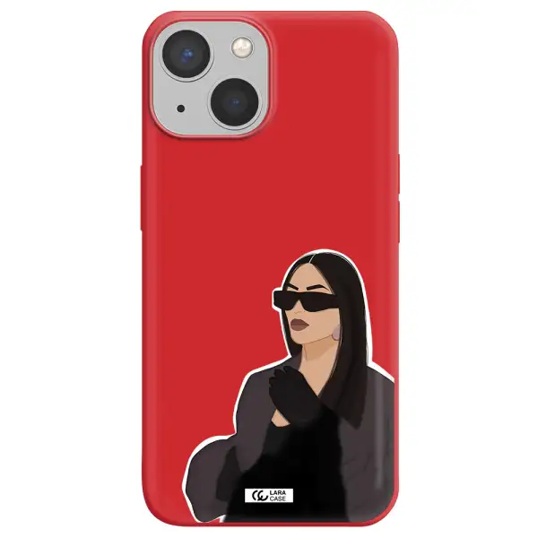 Minimalist Portrait Apple iPhone 13 Silicone Imperial Red Case