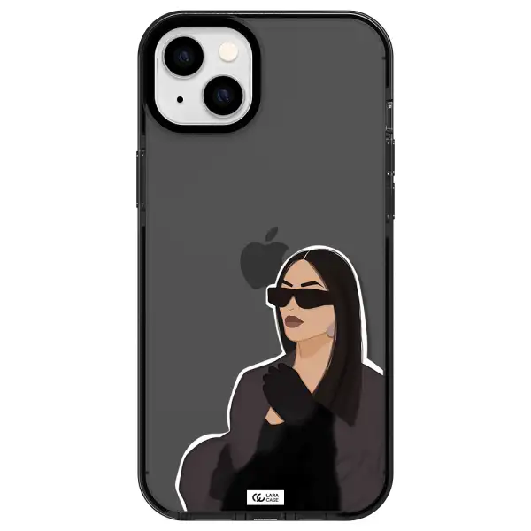 Minimalist Portrait Apple iPhone 14 plus impact Smoke Black Case