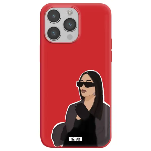 Minimalist Portrait Apple iPhone 14 pro max Silicone Imperial Red Case
