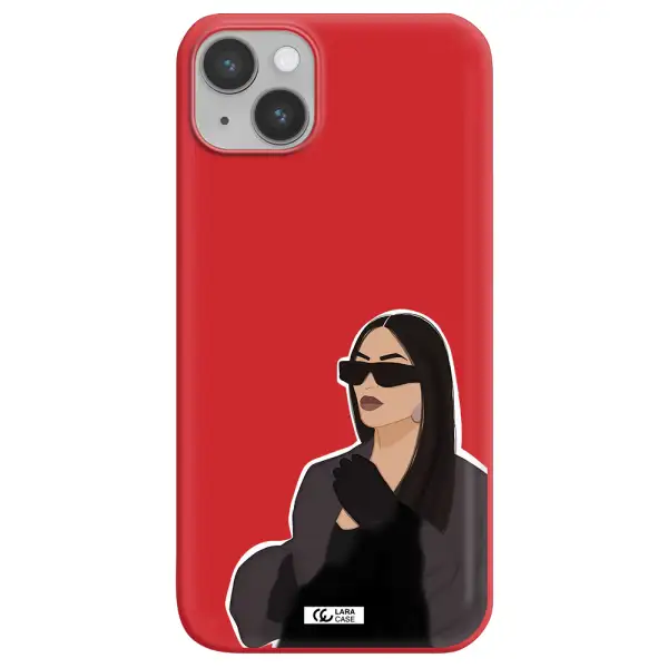 Minimalist Portrait Apple iPhone 14 Silicone Imperial Red Case