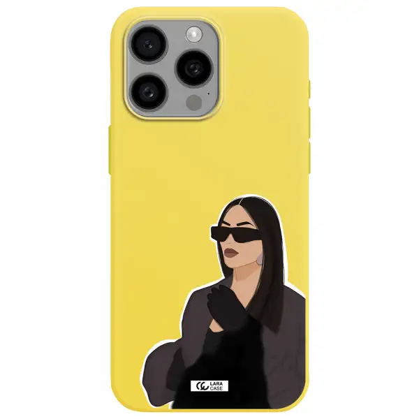 Minimalist Portrait Apple Iphone 15 Pro max Silicone canary yellow Case