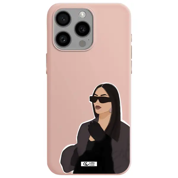 Minimalist Portrait Apple Iphone 15 Pro max Silicone pastel pink Case