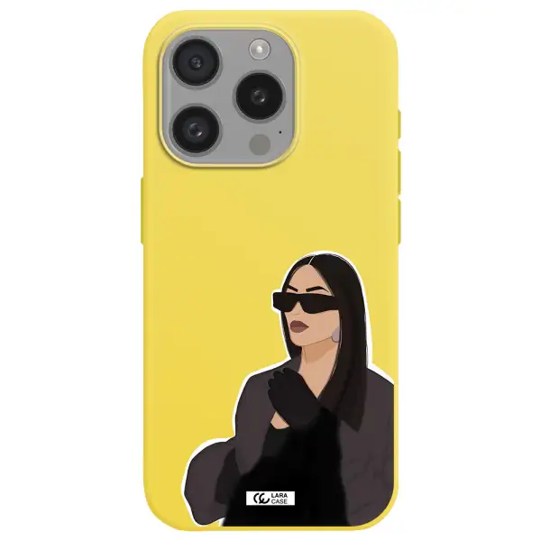 Minimalist Portrait Apple Iphone 15 Pro Silicone Canary Yellow Case