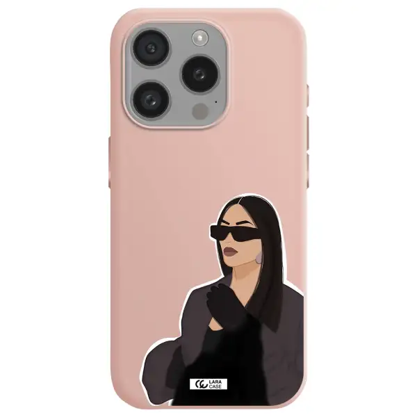 Minimalist Portrait Apple Iphone 15 Pro Silicone Pastel Pink Case