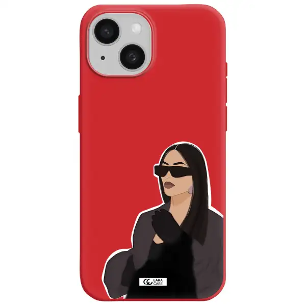 Minimalist Portrait Apple Iphone 15 Silicone Imperial Red Case