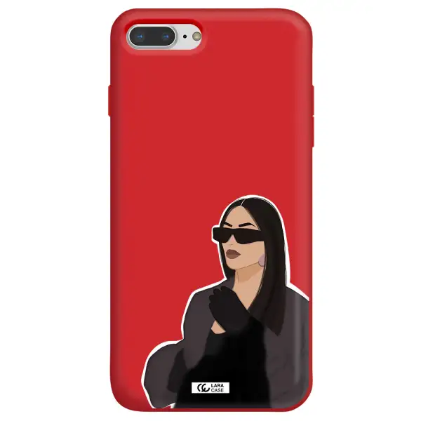 Minimalist Portrait Apple iPhone 7 plus Silicone Imperial Red Case