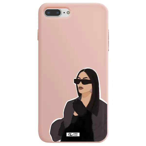 Minimalist Portrait Apple iPhone 8 plus Silicone pastel pink Case