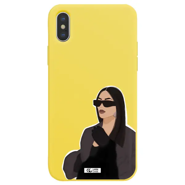 Minimalist Portrait Apple iPhone X Silicone canary yellow Case