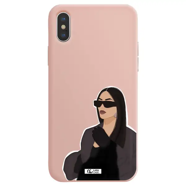Minimalist Portrait Apple iPhone X Silicone pastel pink Case