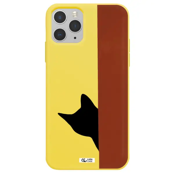 Black Cat Apple iPhone 11 pro Silicone canary yellow Case