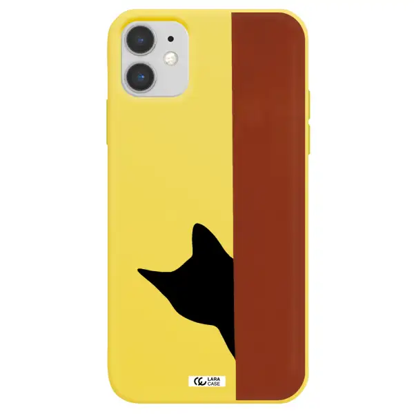 Black Cat Apple iPhone 11 Silicone canary yellow Case