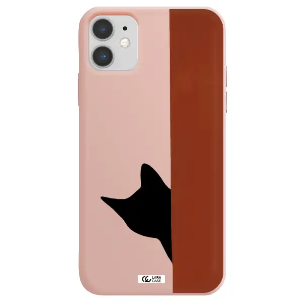 Black Cat Apple iPhone 11 Silicone pastel pink Case